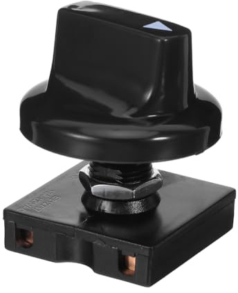 SHINEOFI Interrupteur Rotatif 4 Positions pour Ventilateur Industriel | Régulateur de vitesse 3 niveaux en plastique noir, installation simple pour commande multi-position de ventilateur