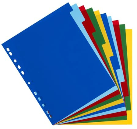 Oxford, Separadores Archivador A4, 10 Pestañas, 5 colores, Plástico de 120 micras