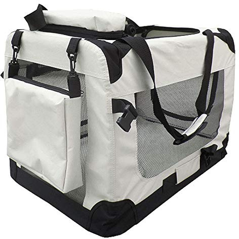 Faltbare Hundebox Transporttasche Transportbox Auto für Katze Hunde Große Kleine Box Bag Bed Decke Klein Auto Transport 7 Größen Taschen Fünf Farben Petigi (Creme, S (50 x 35 x 36 cm))