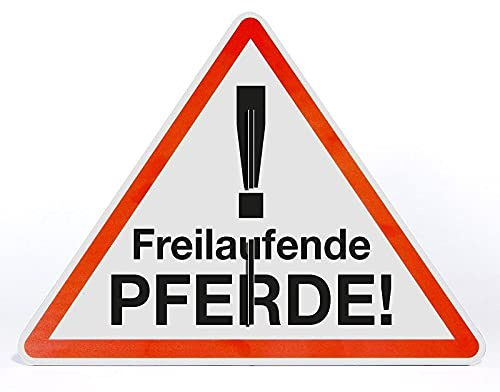 AllesKlaro® - Warnschild Aufsteller - freilaufende Pferde - Dreieck - freistehend aufstellbar - stabile 4mm Alu Verbundplatte (50x40cm)