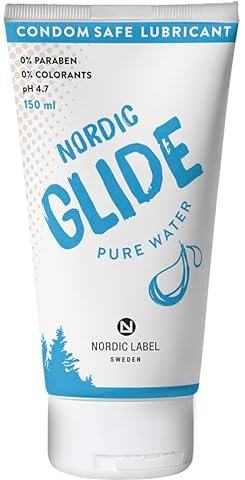Nordic Label Glide Gleitgel Gel für Sex – Gleitgel Wasserbasis Männer & Frauen, pH 4.7, geruchlos, ideal Gleitgel für Sexspielzeug mit langanhaltende Formel - Reinem Wasser (150 ml)