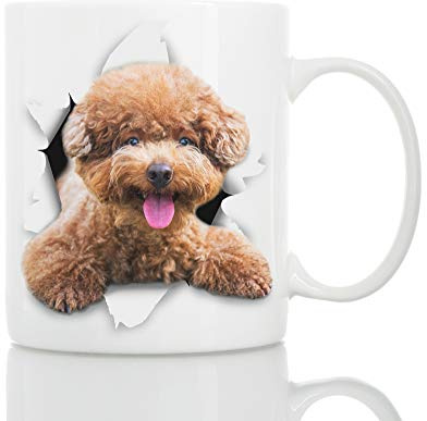 Taza de Perro Caniche Marrón Divertido - Taza Caniche Marrón de Cerámica para Café - Regalo Perfecto sobre Perro Caniche - Divertida y Bonita Taza de Café para Amantes de los Perros