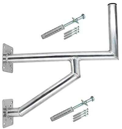 Premium X 60cm Wandhalter Aluminium Zwei Wandplatten SAT Wand-Halterung für Satelliten-Schüssel Wandausleger Schraubensatz