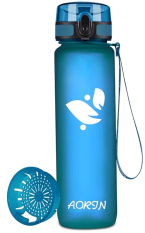 AORIN Botella Agua Deporte - 1000ml - Botella Agua Niños Sin BPA，Impermeable y Reutilizable，Apertura con un Solo botón，Aplicar a Sport, Gimnasio, Trekking，Bicicleta