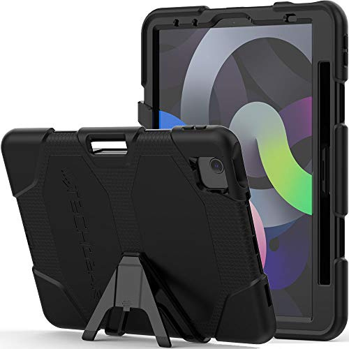 TECHGEAR Schutzhülle Designed für iPad Air 5, Air 4 (2022/2020 5. 4. Generation) Robuste hülle Design Stoßfester Panzer Überleben mit abnehmbaren Ständer Schule, Kinder Bauunternehmer hülle -Schwarz