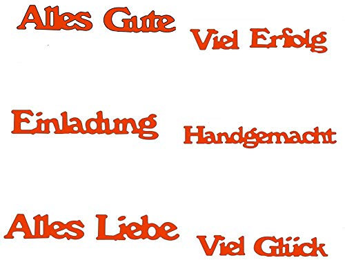 6 Stück Handgemacht Eínladung Viel Glück Alles Gute Viel Erfolg Alles Liebe Schneidwerkzeug Stanzbögen für die Kartenherstellung Scrapbooking Papier handgefertigt Prägeschablone Prägevorlage