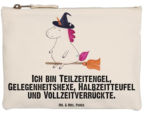Mr. & Mrs. Panda kosmetiktäschchen Einhorn Hexe Grösse XL Große - Geschenk, Frau, Mäppchen, Federmappe, Etui, Unicorn, Teufel, Einhörner, Federtasche, Waschbeutel, Engel