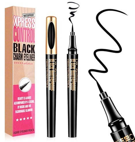Magic Liquid Eyeliner, Black Waterproof Eye Liners, Long-Lasting, Sweatproof and Smudgeproof, Super Slim Eyeliner Pen Gel, Professional Eye Makeup Tools
