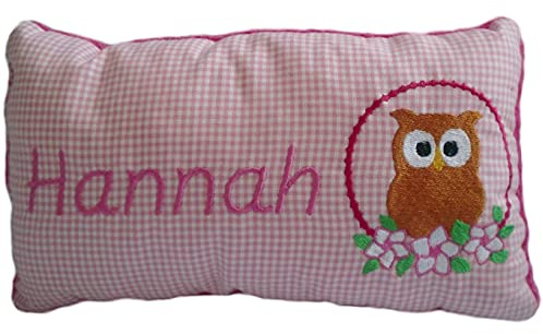 Momelie Rosa Schmusekissen * Kuschelkissen * Eule * mit Namen Bestickt * 17 x 29 cm * SK-pi_0016