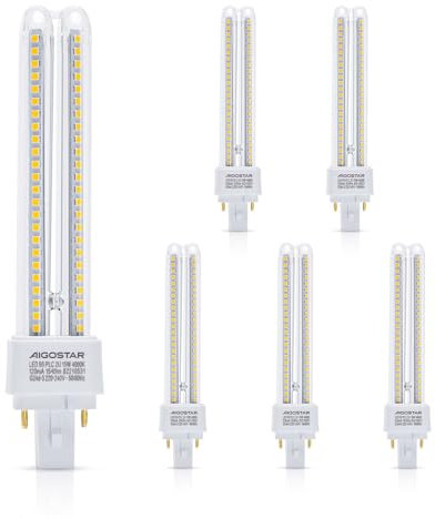 Aigostar Lampadina PLC LED G24 15W, Bianco Naturale 4000K, 1540lm, Angolo a Fascio 360°, Non Dimmerabile, Confezione da 5