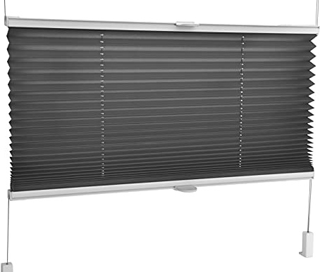 Dark Grey Pleated Blinds 18 Width Sizes, Easy Fit Install Plisse Conservatory Blinds 200cm Drop (110cm Wide)