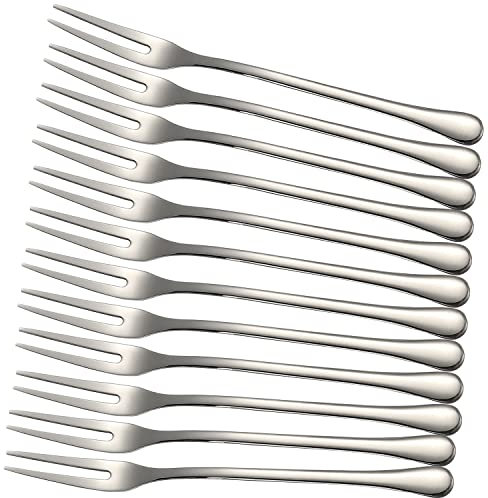 Mini-Obstgabeln aus Edelstahl, 12 Stück, Dessert- und Salatgabeln