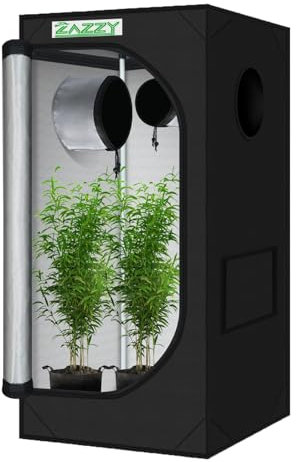 Zazzy Gewächszelt, 61 x 61 x 121 cm, 600D Mylar, Pflanzzelt für Hydrokulturen für den Innenbereich, mit Sichtfenster, Werkzeugtasche und herausnehmbarer, wasserdichter Bodenwanne