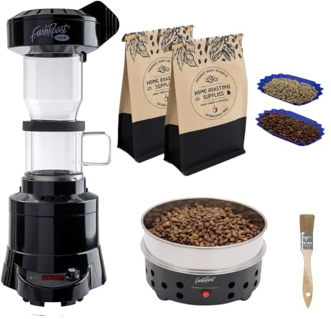 Fresh Roast Coffee Roaster Bundle, SR540, Glass Extension Tube, Coffee Bean Cooler, (2 Lbs) Sample Packs of Green Beans, (2-pack) Sample trays, Chaff Brush