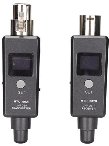 Adattatore per microfono wireless, sistema per microfono wireless, può caricare trasmettitore e ricevitore XLR wireless per audio misto, nero.