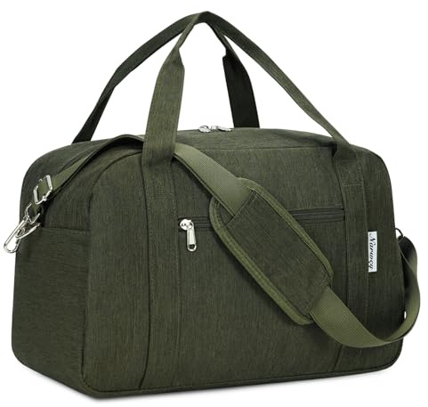 Narwey Bolsa de Viaje Ryanair 40x30x20 Equipaje de Mano Avion Bolsa de Fin de Semana Plegable Bolsa de Deporte Bolsa Equipaje 20L (Verde Militar)
