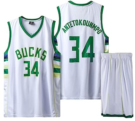 CLZWFZ 34#Basketball Trikot Kit Kinder Fans Trikot Jungen Sportbekleidung Ärmellose Basketballweste Tops und Shorts Sport Set Sommer Trainingsanzug Geschenke für Jungen Grils