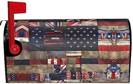 ZISHAK Copertura magnetica per cassetta delle lettere con bandiera americana, decorazione natalizia per esterni realizzata in tessuto Oxford impermeabile