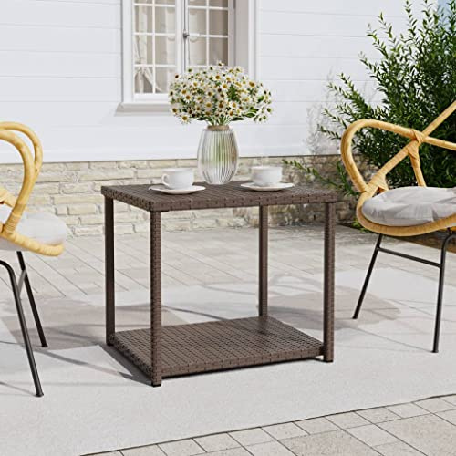 Hovothy Beistelltisch Braun 55x45x49 cm Poly Rattan Balkontisch Gartentische Rattan Tisch Garten Beistelltisch Outdoor Geeignet für Den Einsatz Im Innen- Und AußEnbereich