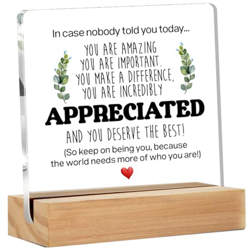 Inspirational Gift Ideas - Thank You Gifts for Women Men Friends - Appreciation Gifts for Coworker - Motivational Quote Clear Desk Sign Decor Home Office Desk Decor (4 x 4 Inches)