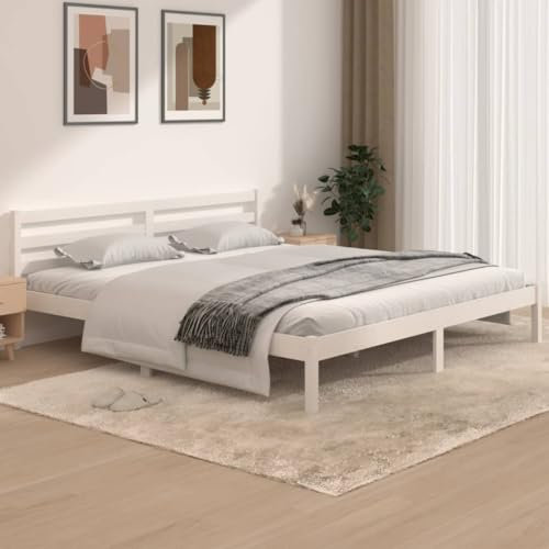 CBLDF Möbelsets Bettgestell Massivholz Kiefer 180x200 cm weiß Super King Size