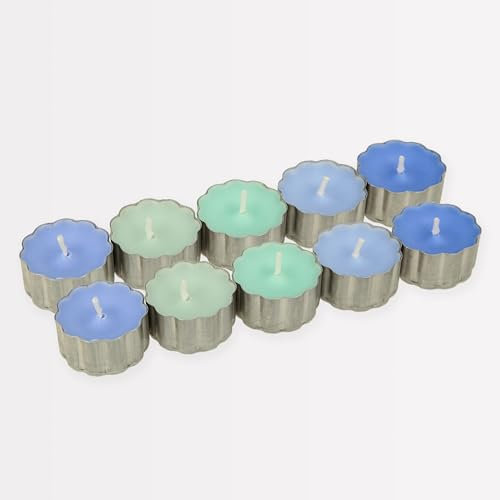 Meri Meri Lot de 10 bougies chauffe-plat bleues et vertes