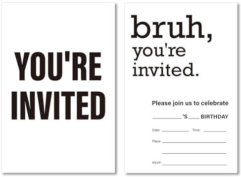 Soiceu Teen Boy Birthday Invitations with Envelopes Set of 20 You're Invited Birthday Party Invites Fill in Blank