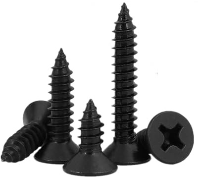 M4*8mm Black Self Tapping Screws, Phillips Flat Head Zinc Plating 304 Stainless Steel Screws, Fasteners Bolts for Plastic Wood Furniture and Drywall 100 Pcs