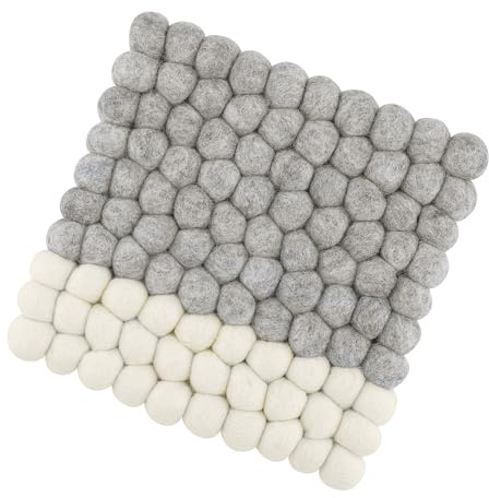 cilio Untersetzer Lana Due, grau-weiß, Schafwolle, quadratisch, 21x21 cm | Topfuntersetzer, Fair-Trade-Schafwolle, hitzebeständig, waschbar, handgefertigt, für Tisch und Küche, Nepal