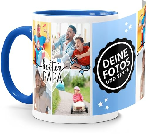 SpecialMe® Tasse mit Foto-Collage personalisiert mit bis zu 9 Bildern Fotogeschenk Papa selbst gestalten Weiss-innen-royal standard