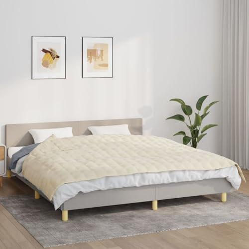 BaraSh Gewichtsdecke Hellcreme 155x220 cm 7 kg Stoff Classic Gewichtsdecke Anti Stress Therapiedecke,Schwere Decke für tiefen Schlaf und bessere Erholung