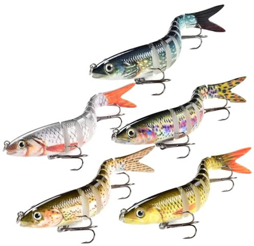 Celestia 5 Stück Hechtköder (jeweils 10cm/10g) – 8-segmentiges Gelenkdesign, 3D-Fischaugen, ABS-Schockfestmaterial – für Süß- & Salzwasser – geeignet für Hecht/Barsch/Zander​