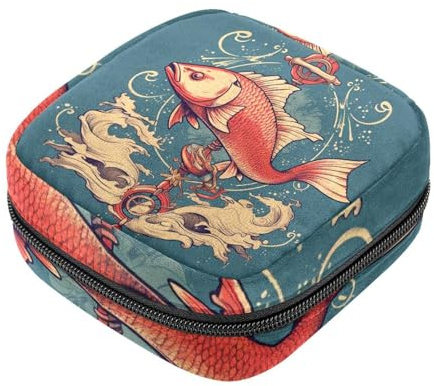 Fish-2092 - Borsa per il primo ciclo mestruale, per ragazze e donne, per coppette mestruali, per mestruazioni femminili