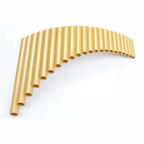 Panflöte 22-Rohr-Panflöte mit G-Tonart, ABS-Harz, für Anfänger für Üben von Musikunterricht, Instrument mit Vorhand und rechter Hand(Gold)