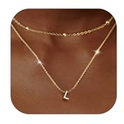 LoliAs Collier Personnalisé Multirang Initiale Lettre Argent Nom Pendentif - Cadeaux pour Femmes et Filles