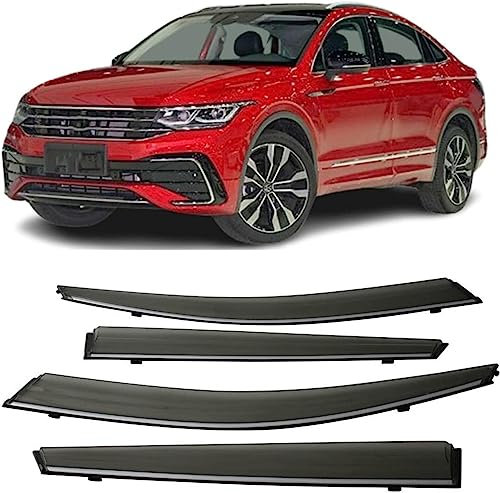 FLLBING Auto Autofenster Windabweiser für VW Tiguan X 2020 2021 2022, Regenschutz Regenabweiser Integrierte Deflektoren Seitenscheibenabweiser Luftabweiser