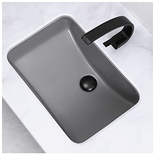 DLAZUM Unterbauwaschbecken fürs Badezimmer, rechteckig, Waschtisch, Unterbauwaschbecken mit Wasserhahn und Abflussset (grau, 52,5 x 37,5 x 20,5 cm)