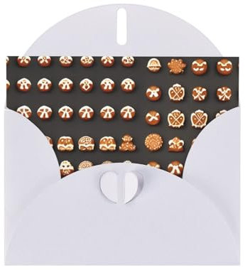 Kycvds Biglietto bianco con biscotti di pan di zenzero, farfalla dorata, con busta, fatti a mano, in scatola, biglietti di compleanno ad acquerello.