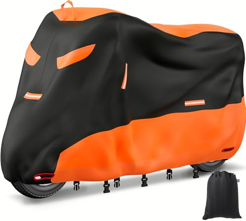OFF WE GO Motorbike Cover Waterproof Outdoor Motorcycle Cover 210D Oxford Moped Cover All Weather UV Protection Dustproof Windproof Scooter Cycle Cover with Reflective Strips, 96.5 x 41.3 x 49.2