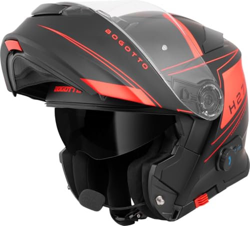 Bogotto H271 Taog Bluetooth Klapphelm, schwarz matt/orange, XS