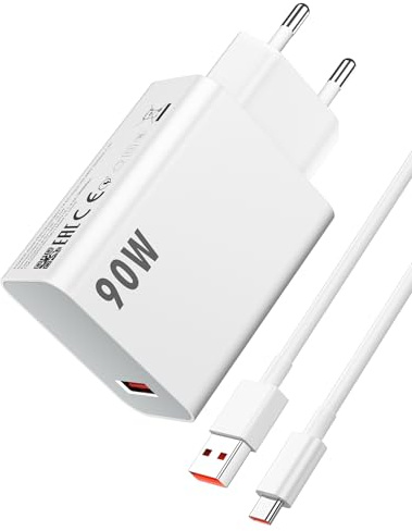 90 W Turbo-laddare/hyperladdare och 6A USB C-kabel 1 m för Xiaomi 15 14 13 Ultra, Turboladdare för Redmi Note 14 13 12 11 10 Pro POCO X7 F7 Pro F6 X6 M6 X5 X4 X3 F3 Mi 14T 13T 12X 12 Lite 11T Pad 7 6