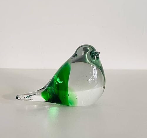 DECRZPB Farbige Glasur handgefertigt Glas grün Vogel Spatz Elster Figur geblasenes Glas Briefbeschwerer Tischschmuck Heimdekoration