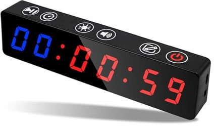Timer da palestra， Display anti vertigini Conto alla rovescia Conto alla rovescia Allenamento a intervalli personalizzato Orologio fitness Orologio sportivo magnetico da palestra Multifunzione(Blue Re
