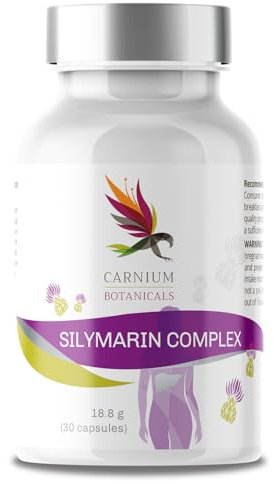 Carnium Botanicals Silymarin Complex – Capsule di Cardo Mariano – Estratti di Cardo Mariano, Tarassaco e Carciofo con 80% Silimarina – Vegano, Senza Glutine, Formula Pulita – 30 Capsule