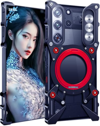 TECSHINE Metal Case for Nubia Redmagic 10 Pro, Cover for Red Magic 10 Pro+ Cellphone, Border Mobile Phone Shell, Mechanical Monster, Bracket -Black