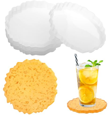 Luxeu Moldes Resina Epoxi, 4 Piezas Moldes Silicona para Posavasos, Reutilizable y Lavable, para Hacer Posavasos, Manualidades, DIY Bricolaje