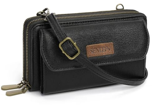 SENDEFN Umhängetasche Damen, Crossbody Bag Handytasche zum Umhängen, Kleine Handy Umhängetasche mit Verstellbarem Schultergurt, Doppel Reißverschluss Geldbörse Damen