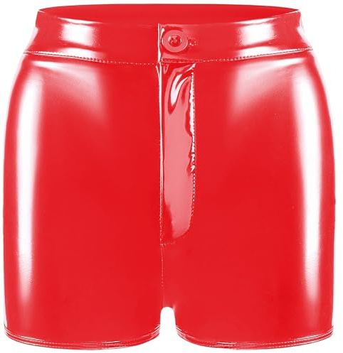 AIEOE Pantaloncini da donna in finta pelle lucida pantaloni casual da festa pantaloncini push up Hotpants