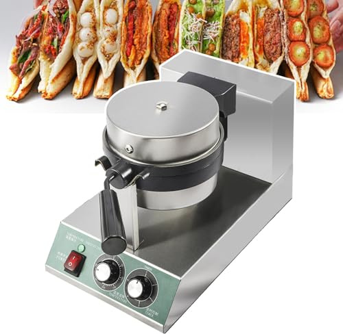 Macchina per waffle elettrica, pressa per hamburger, 1300 W, macchina per waffle elettrica commerciale, macchina per gelato, sigillatura di hamburger/panini, controllo della temperatura da 5
