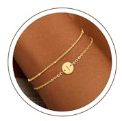 SLOONG Einschulung Geschenk - Armband mit Buchstaben für Frauen Mädchen | Vergoldet/Versilbert Armband Hypoallergen Armbänder Geburtstagsgeschenk Geschenke für Frauen Mädchen Kinder Schmuck